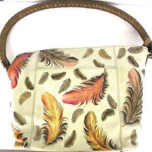 Anuschka Floating Feathers #608 Hand Bag Tote Purse
